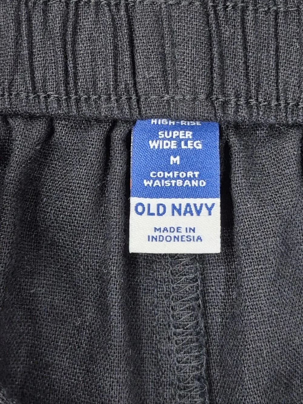 Old Navy Super Wide Leg Linen blend pants women's medium black high rise pull on